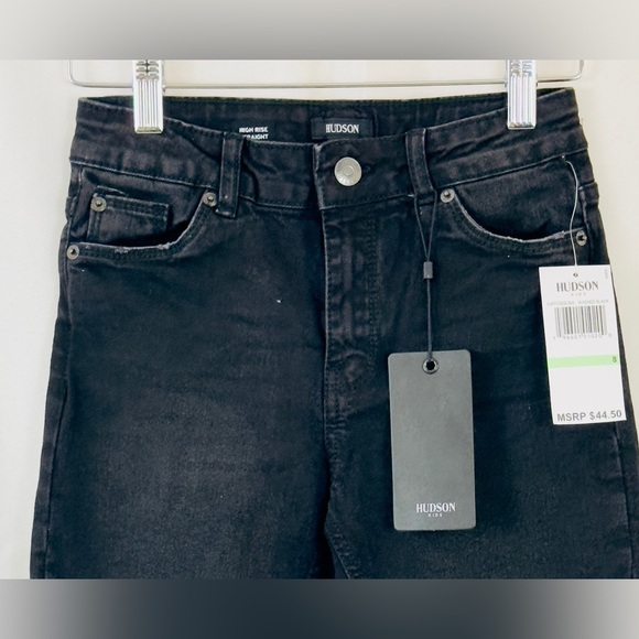 Hudson Kids Washed Black High Rise Straight Jeans Non Wear-Thru Distressing NWT - Picture 2 of 13